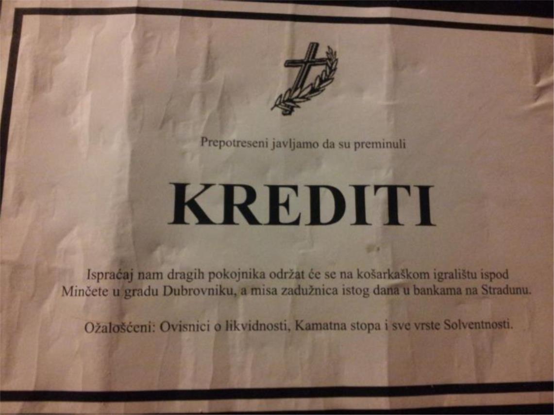 Osmrtnica za kredite
