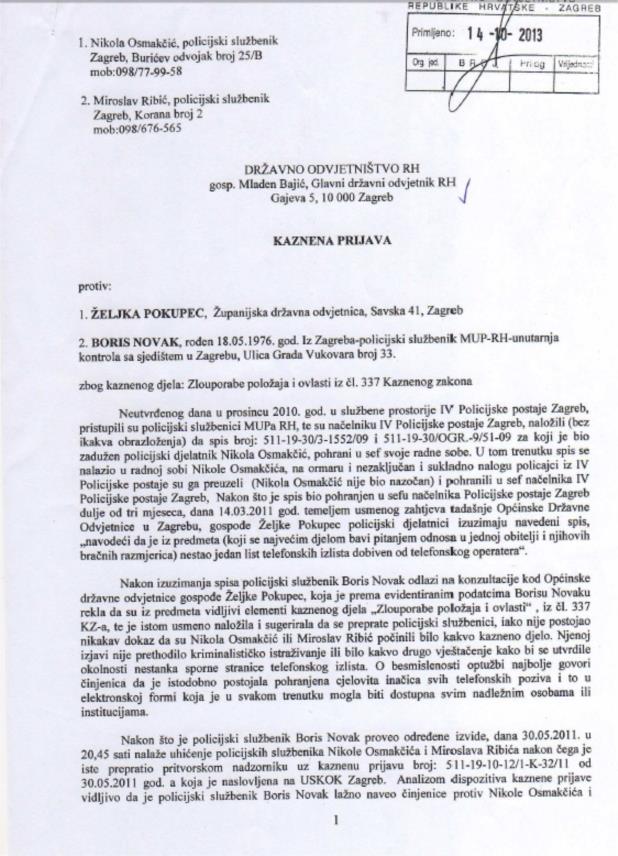 Kaznena prijava 1