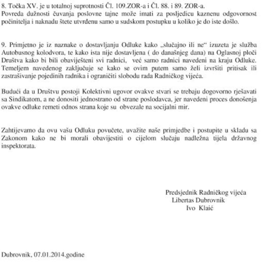 odgovor radnika