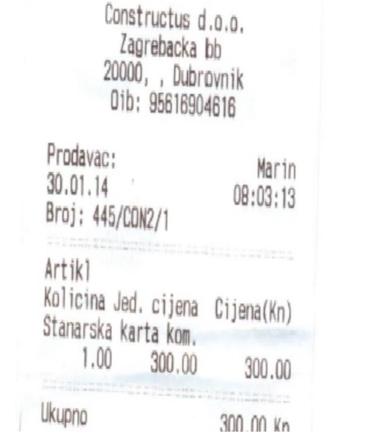 Račun garaža-Dubrovnik