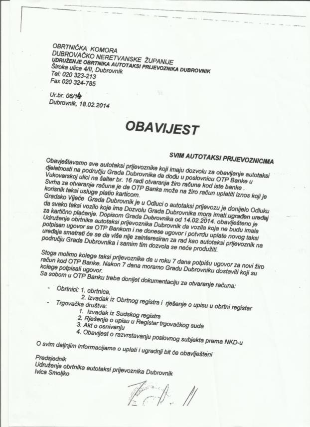 Odluka o taksi prijevozu