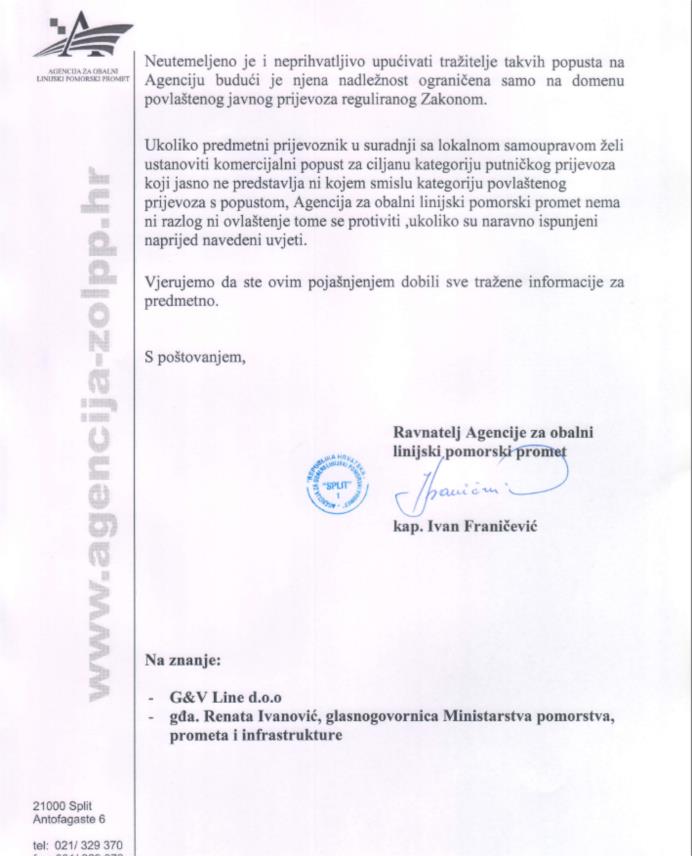 Agencija ocitovanje