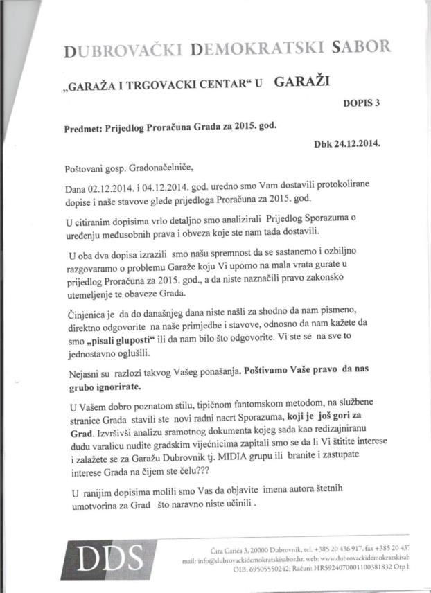 Dopis DDS