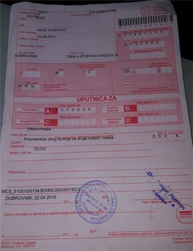 Uputnica za bolnicu 0