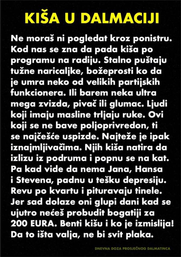Dnevna doza prosječnog Dalmatinca
