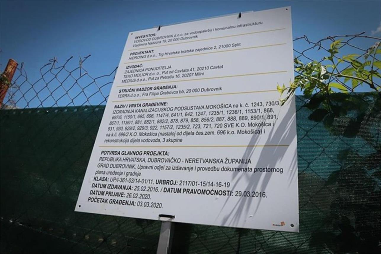 ZAHTJEVAN I OPSEŽAN PROJEKT Gradi se sustav vodoopskrbe i odvodnje Mokošice, Štikovice i Malog Zatona  0