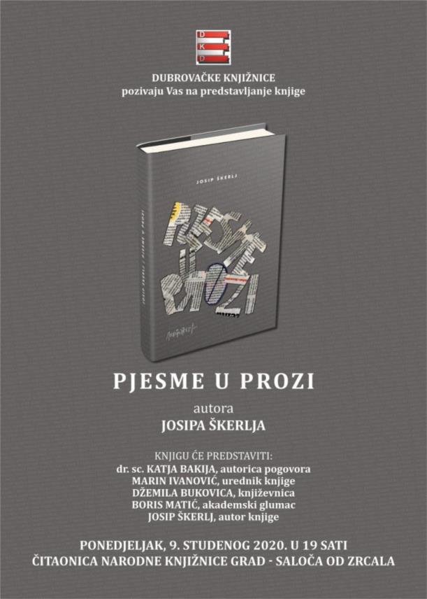Predstavljanje zbirke pjesama Josipa Škerlja uz popratnu izložbu