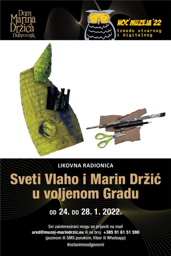 RADIONICA ZA DJECU: Sveti Vlaho i Marin Držić u voljenom Gradu