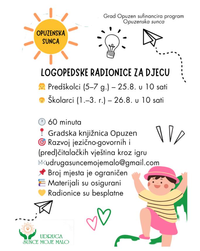 Poziv na iskaz interesa – logopedske radionice za djecu