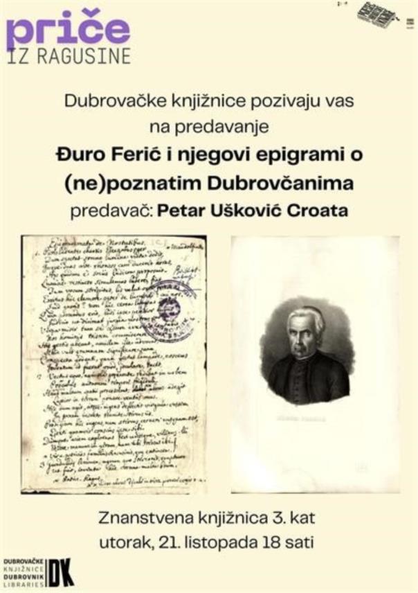 Predavanje o Đuri Feriću i njegovim epigramima Predavanje o Đuri Feriću i njegovim epigramima