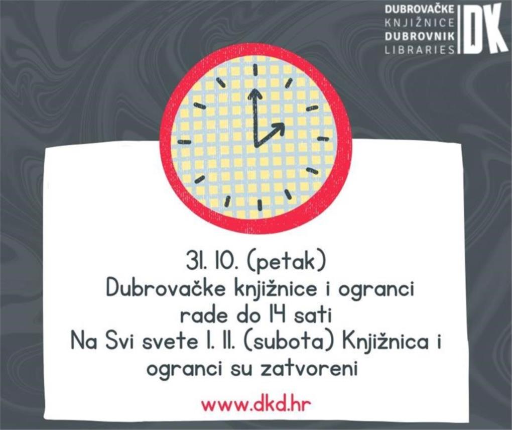 Obavijest o radnom vremenu za blagdan Svih svetih