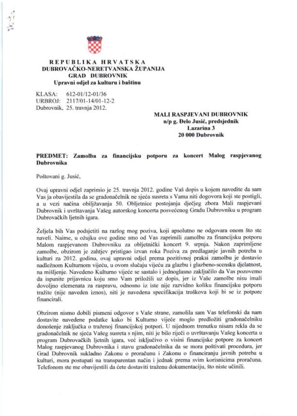 Dopis UO za kulturu