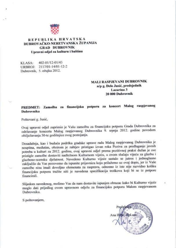 Dopis UO za kulturu
