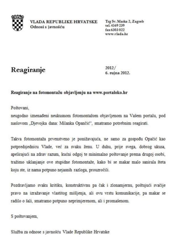 Dopis Vlade RH