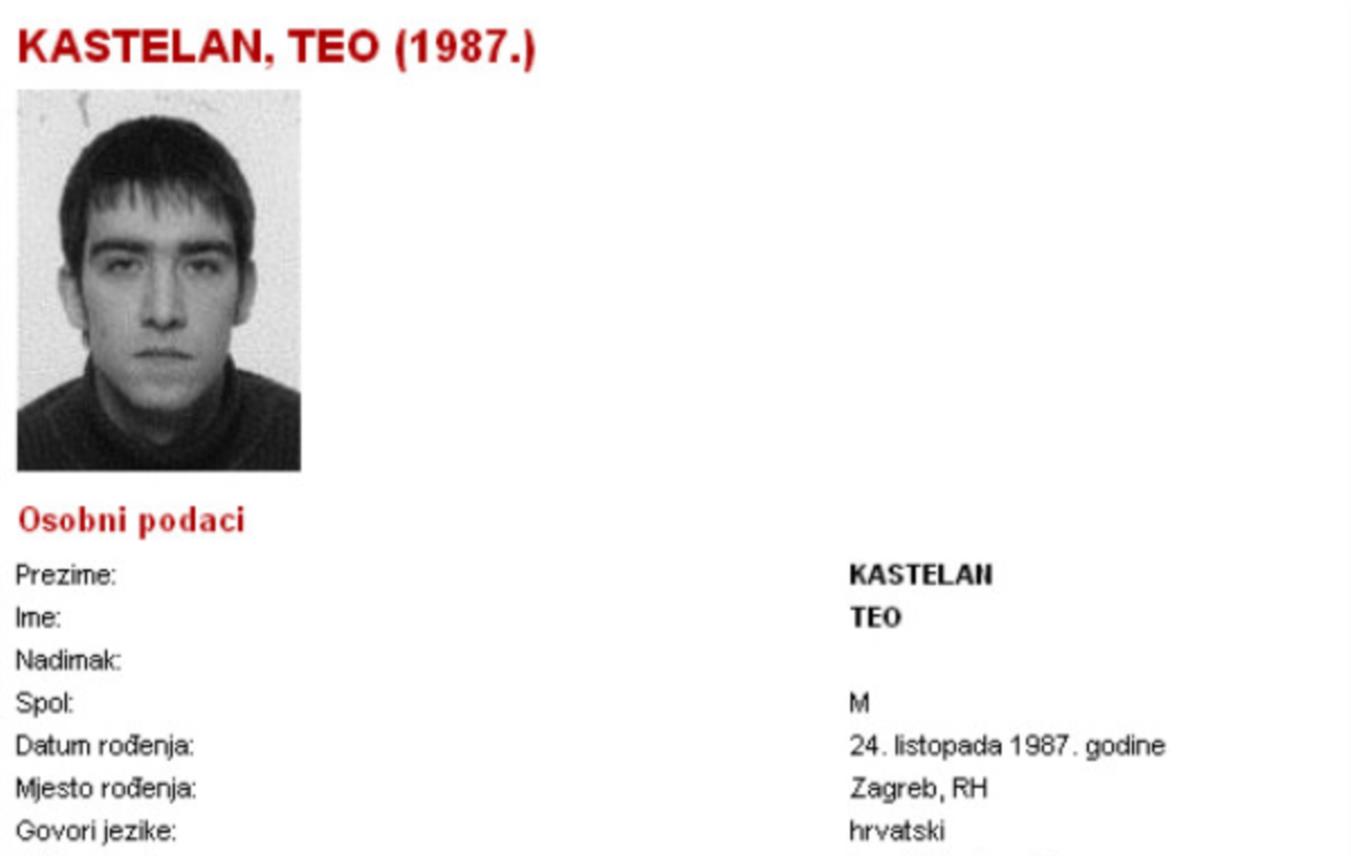 Za Teom Kaštelanom raspisana je tjeralica