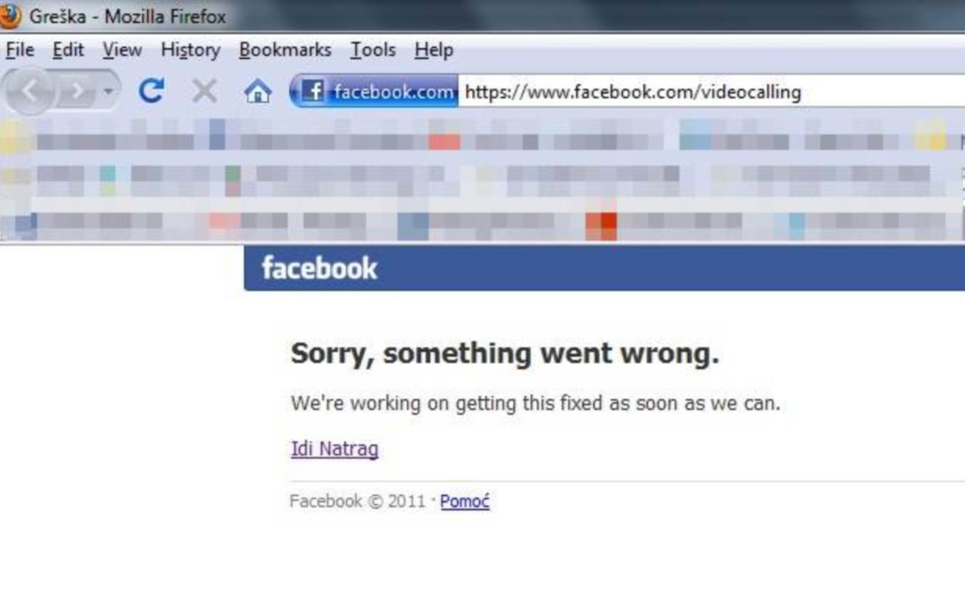 Facebook video poziv krah