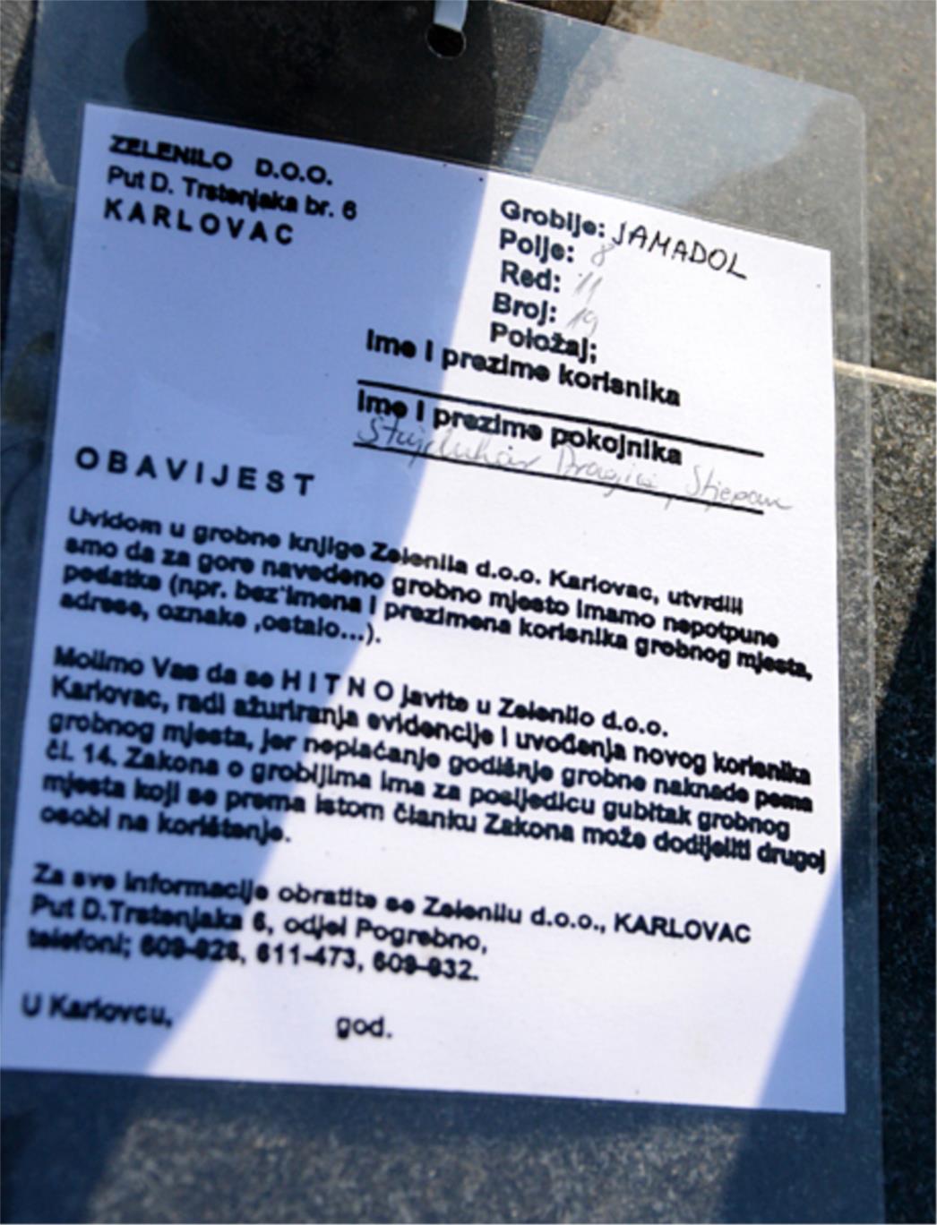 SRAMOTAN NEMAR U KARLOVCU! Iskopat će tijelo branitelja i prodati grob jer država nije plaćala održavanje