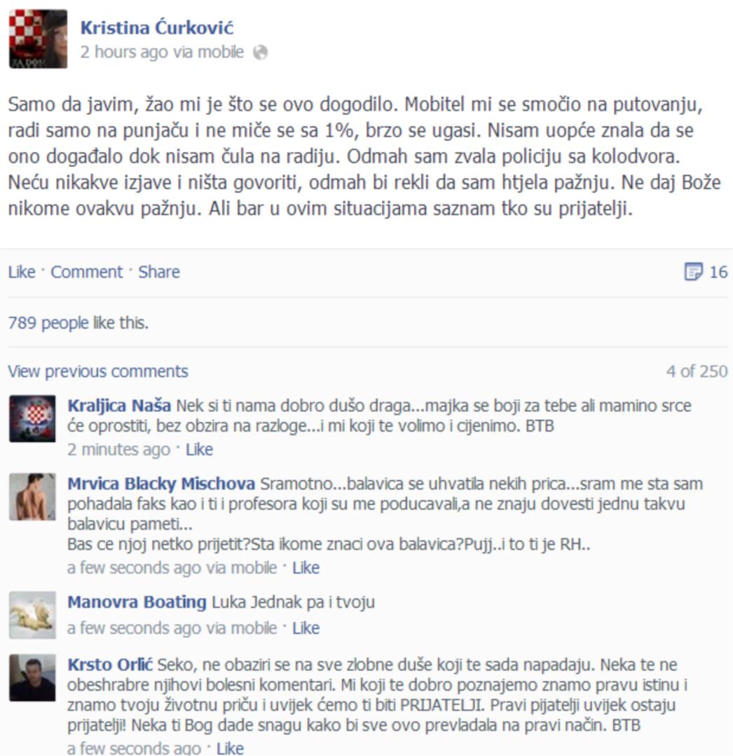 Kristina Ćurković na svom facebook profilu objavila razloge nestanka, Andrea Ćurković: Ona je obična manipulatorica!