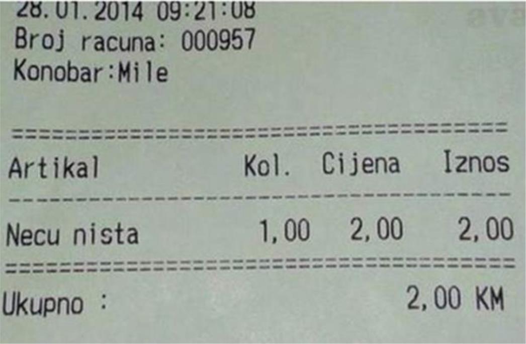 Najgenijalniji račun na svijetu: Neću ništa - dvije marke!