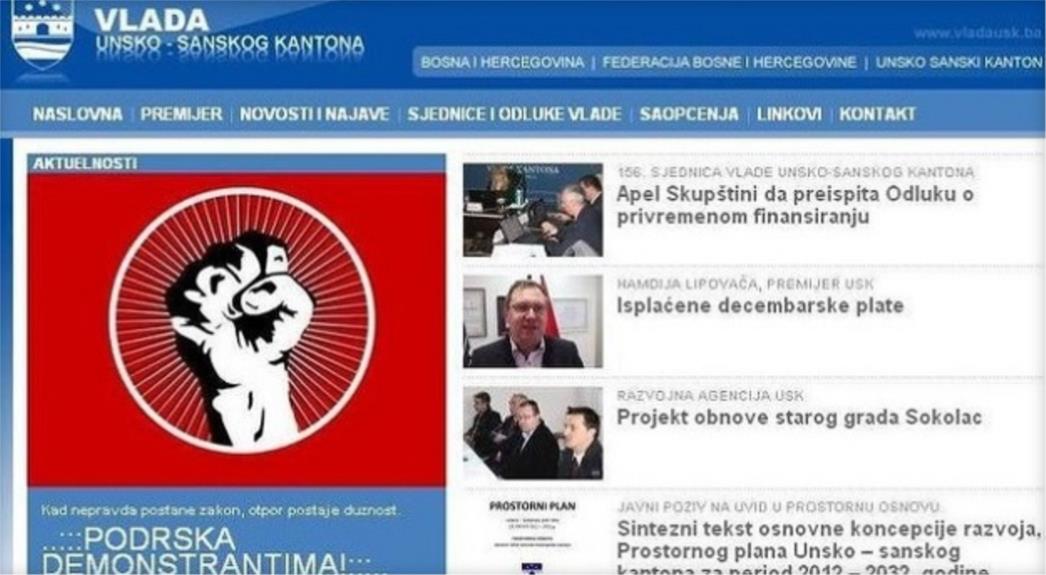 NOVI PROSVJEDI U BiH: Hakirana stranica Vlade Unsko-sanskog kantona!