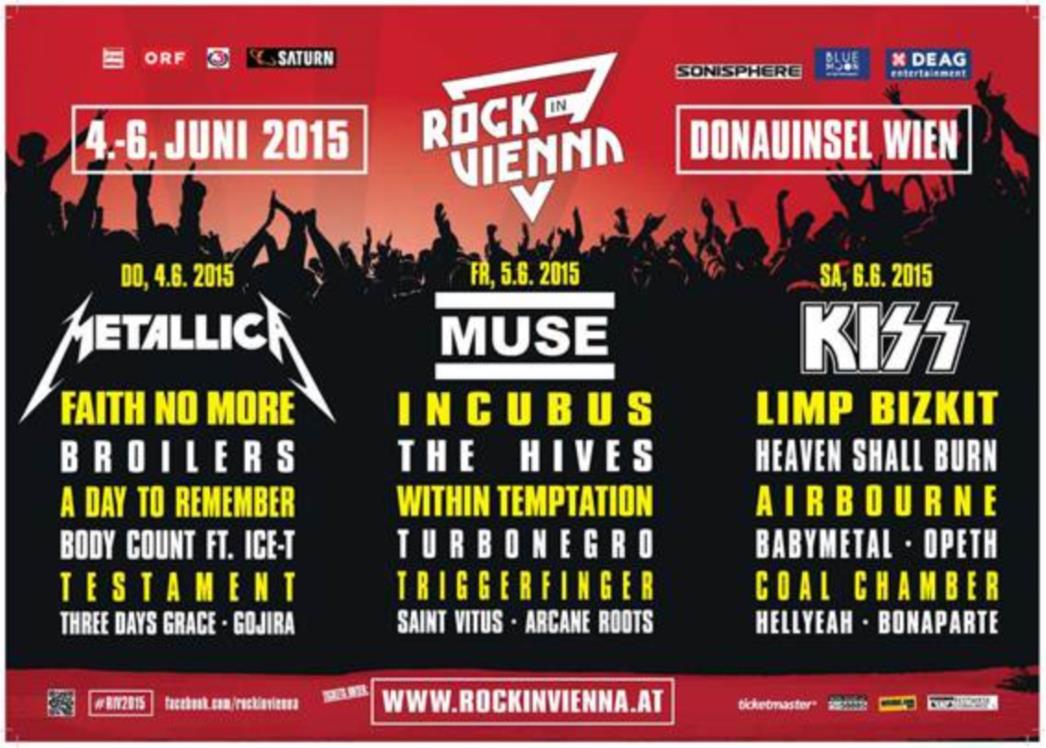 Rock in Vienna 2015.– Objave rasporeda po danima