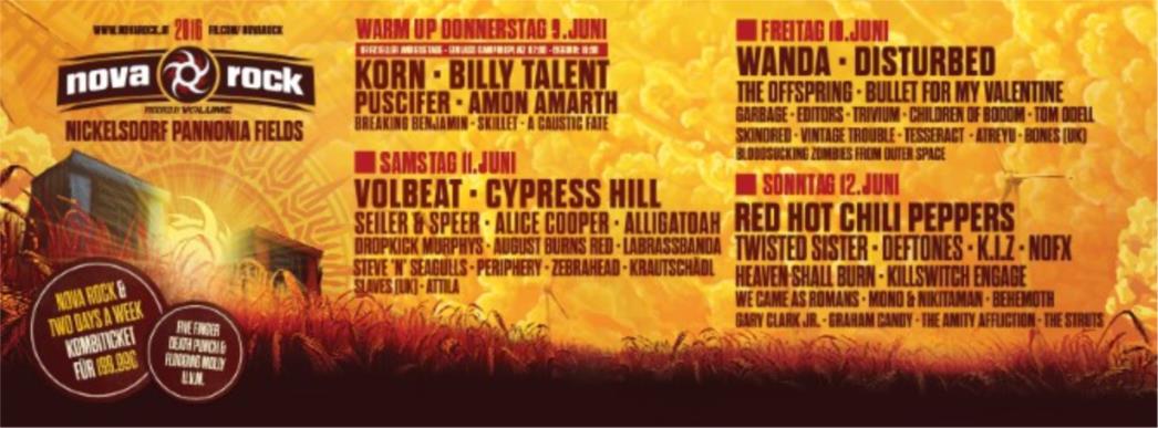 Nova runda bendova na Nova rock festivalu