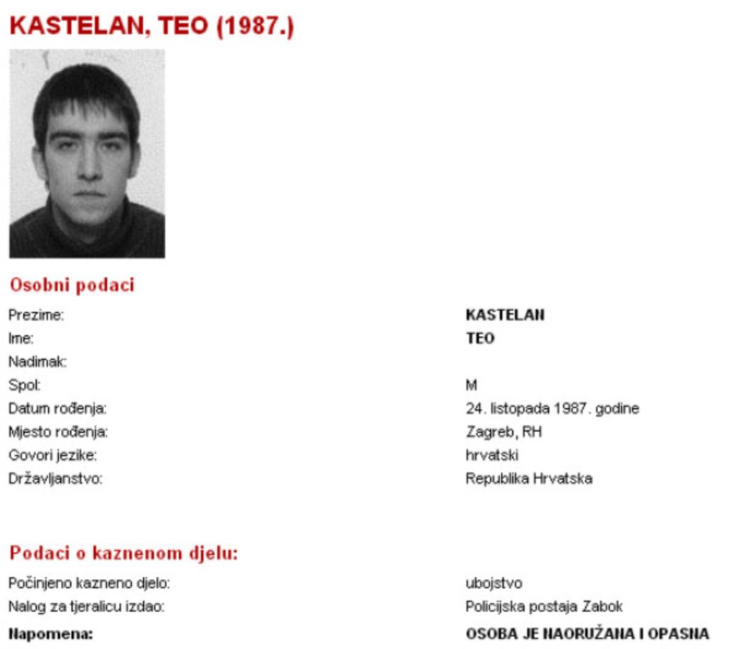 Krvnik iz Velikog Trgovišća Teo Kaštelan uhićen u Zaprešiću