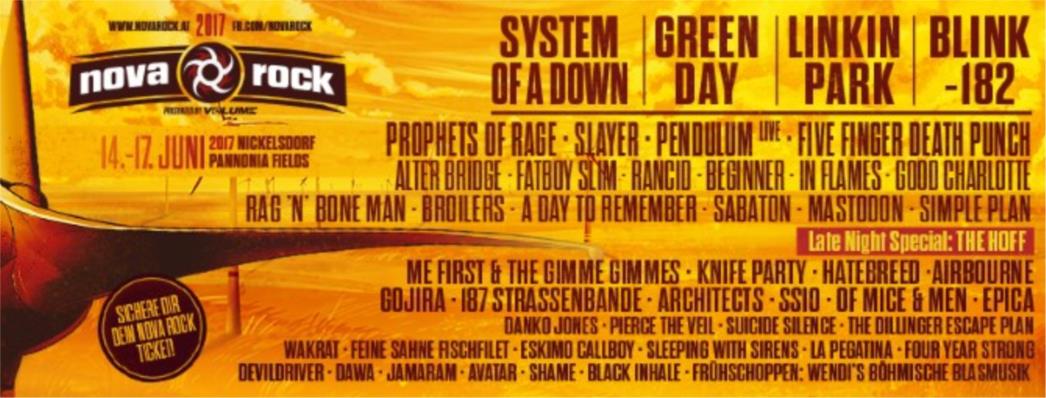 Finalni popis bendova za  Nova Rock Festival