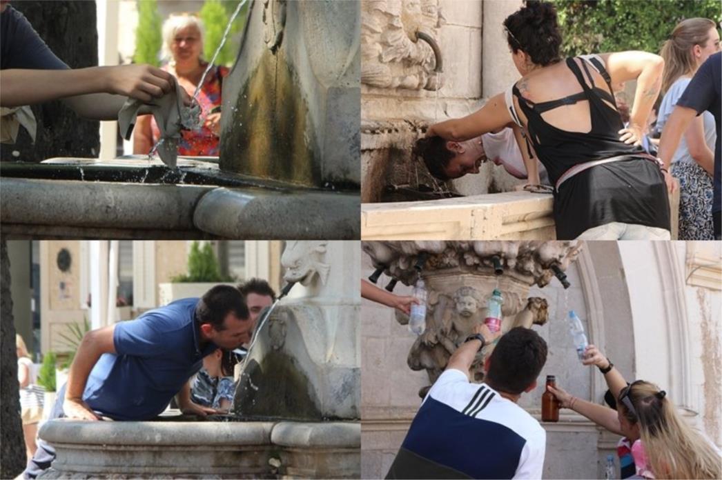 TOPLINSKI VAL U DUBROVNIKU U sedam ura smo bili najtopliji, brojni potražili spas u fontanama (FOTOGALERIJA)