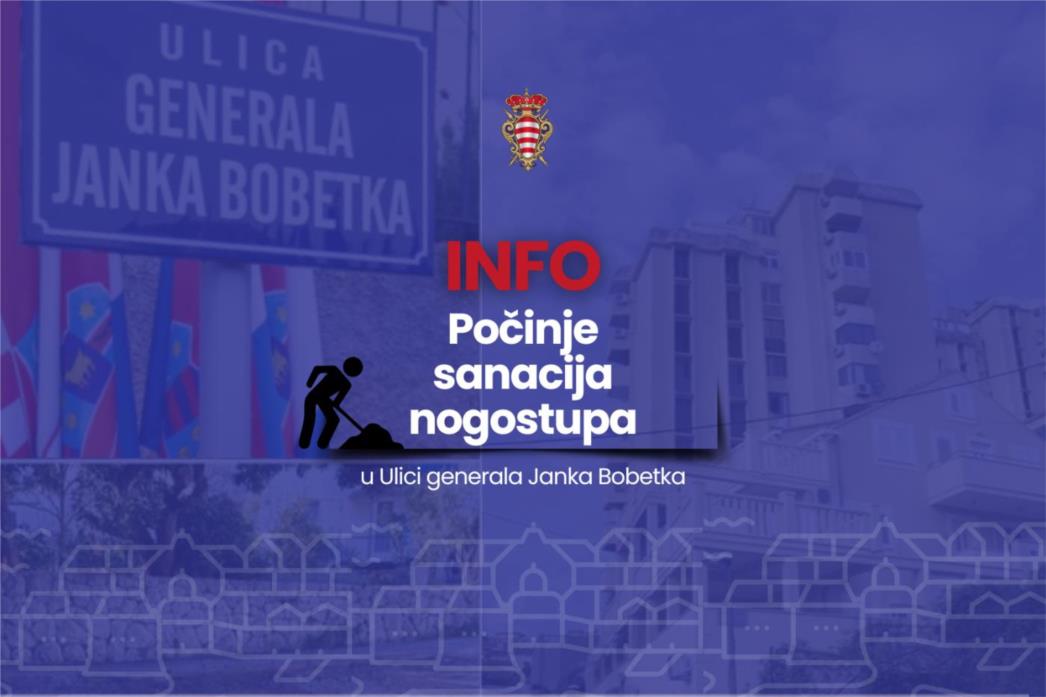 Sanacija nogostupa u Ulici generala Janka Bobetka započinje u utorak
