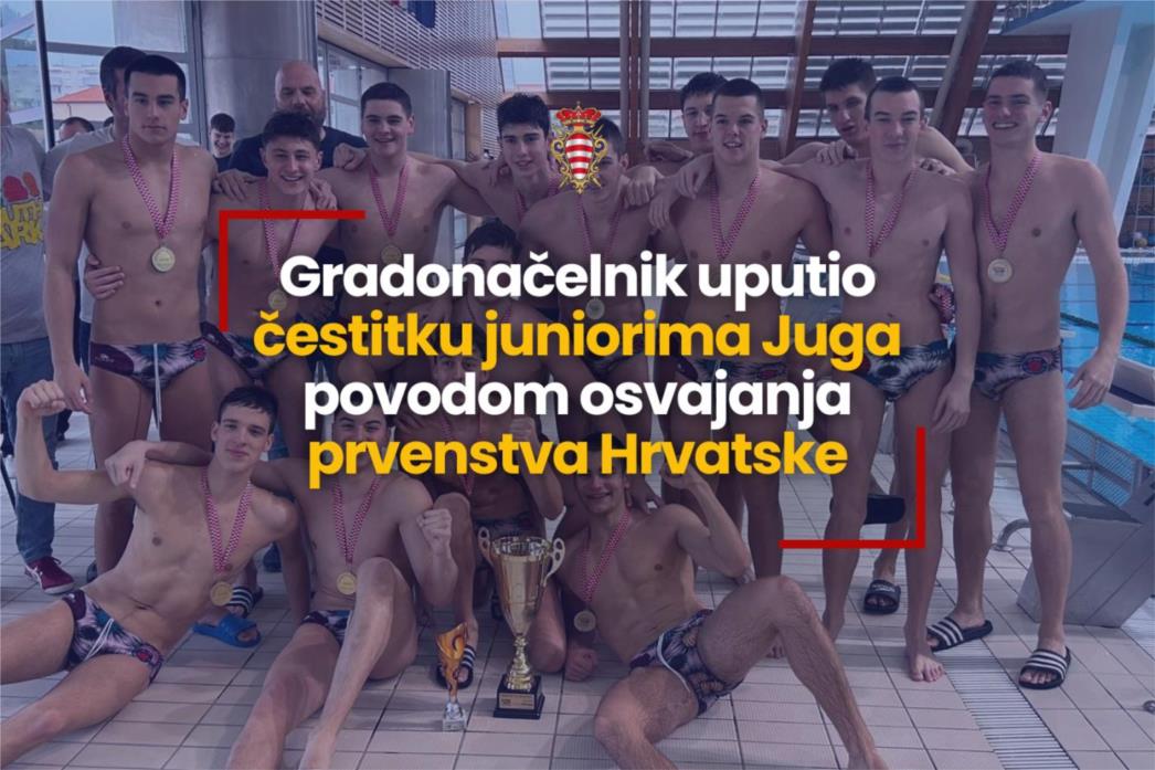 Gradonačelnik uputio čestitku juniorima Juga povodom osvajanja prvenstva Hrvatske