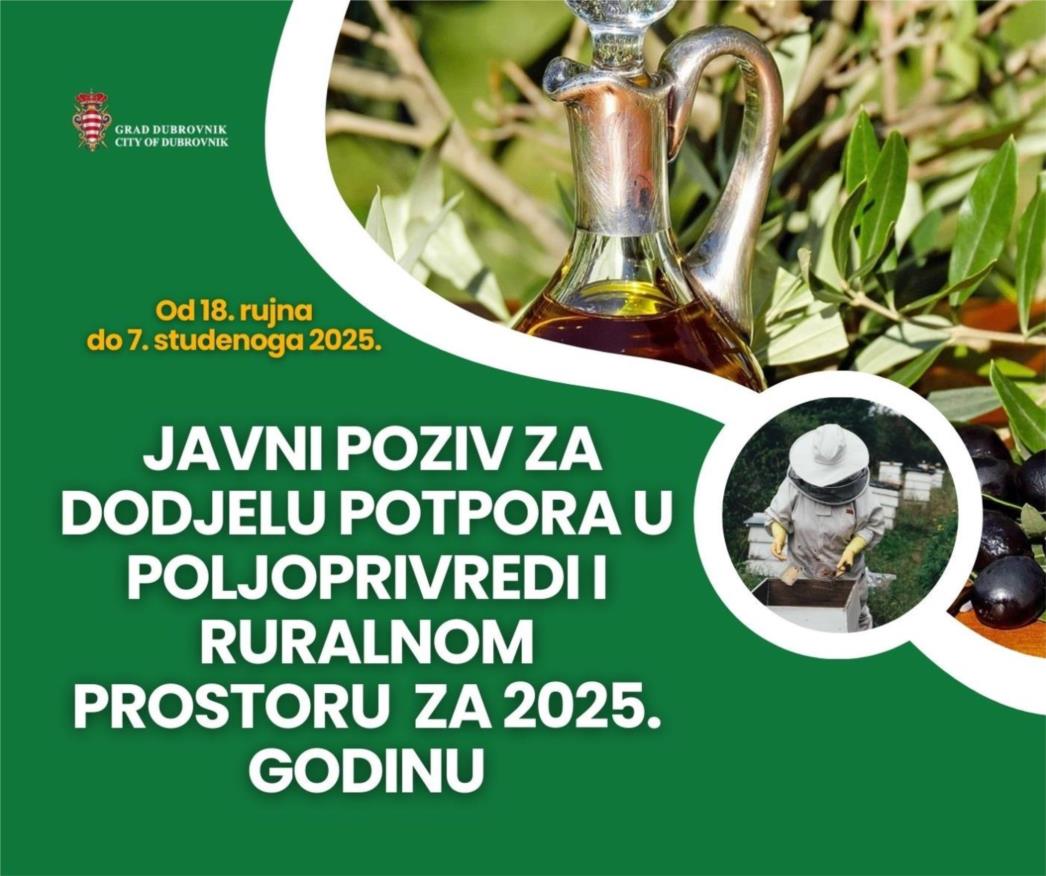 Grad Dubrovnik pokreće potpore za poljoprivredu 2025.