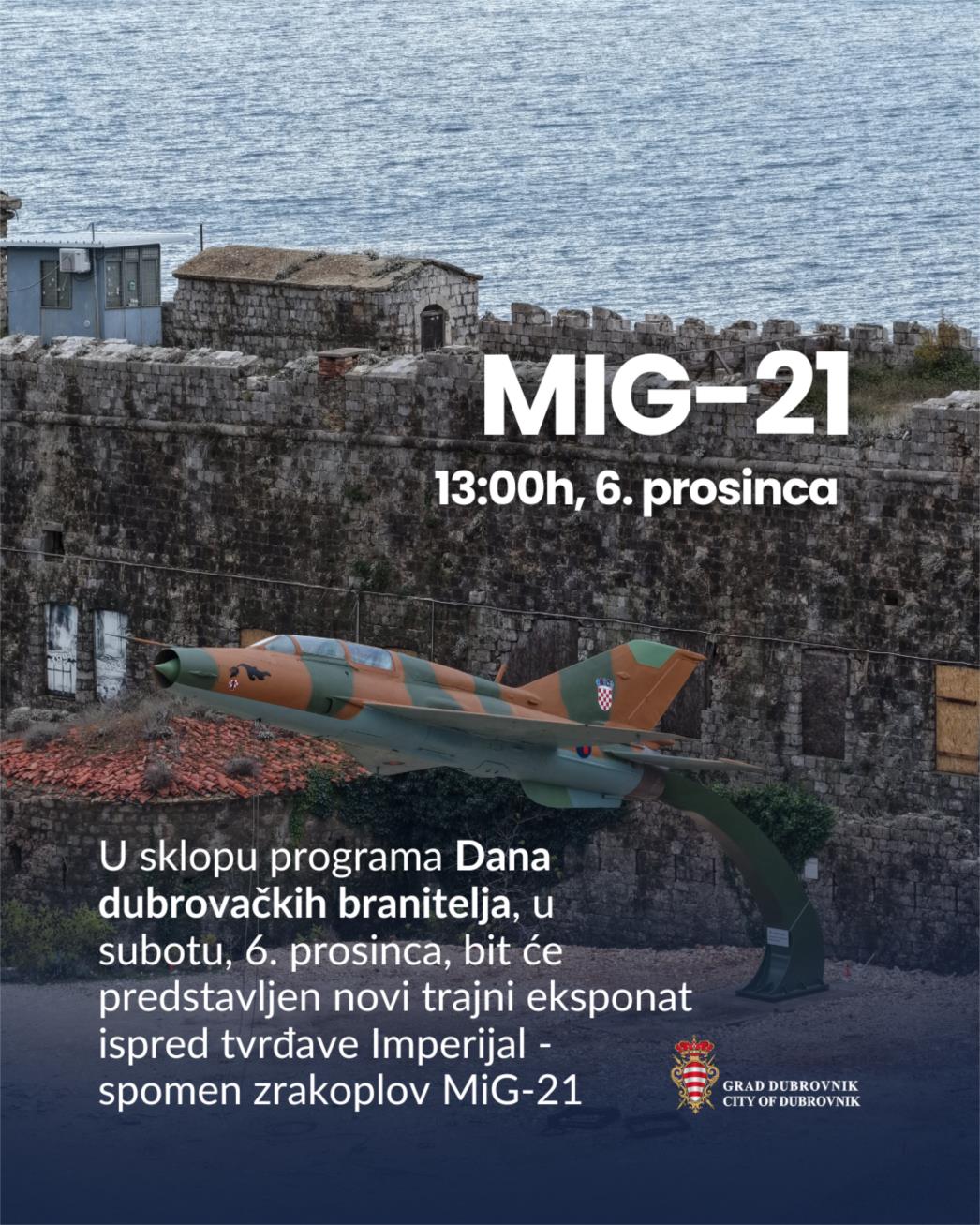 Predstavljanje spomen zrakoplova MiG-21 u Dubrovniku