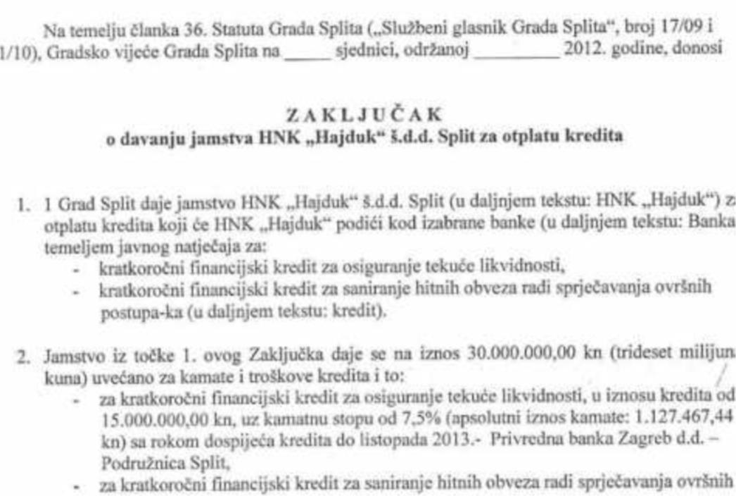 Otkrivamo detalje iz Jamstva Grada Splita Hajduku