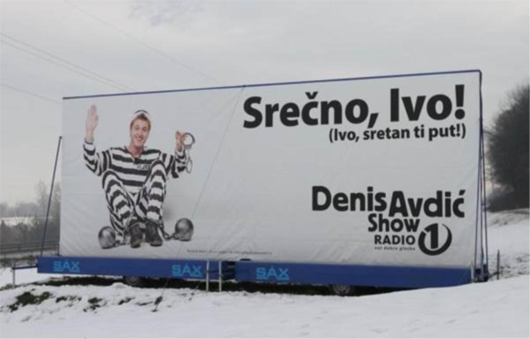 '11 metara velik zatvorenik' poželio Sanaderu sretan put na Bregani