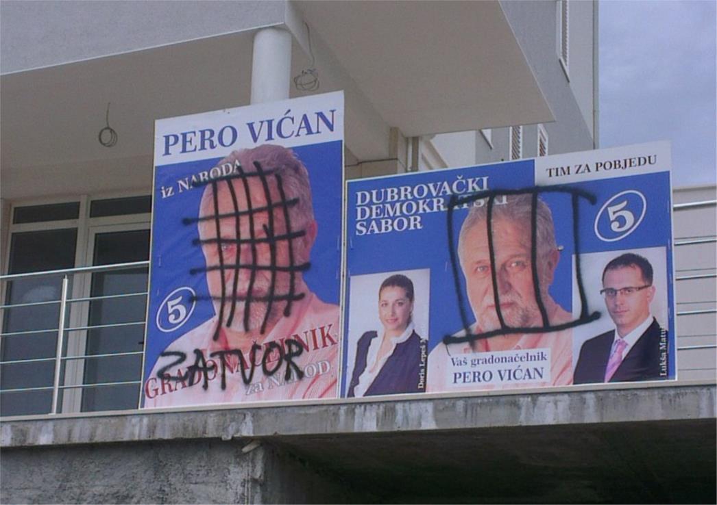 Izborni vandalizam: Kandidat za gradonačelnika Pero Vićan 'završio u zatvoru'