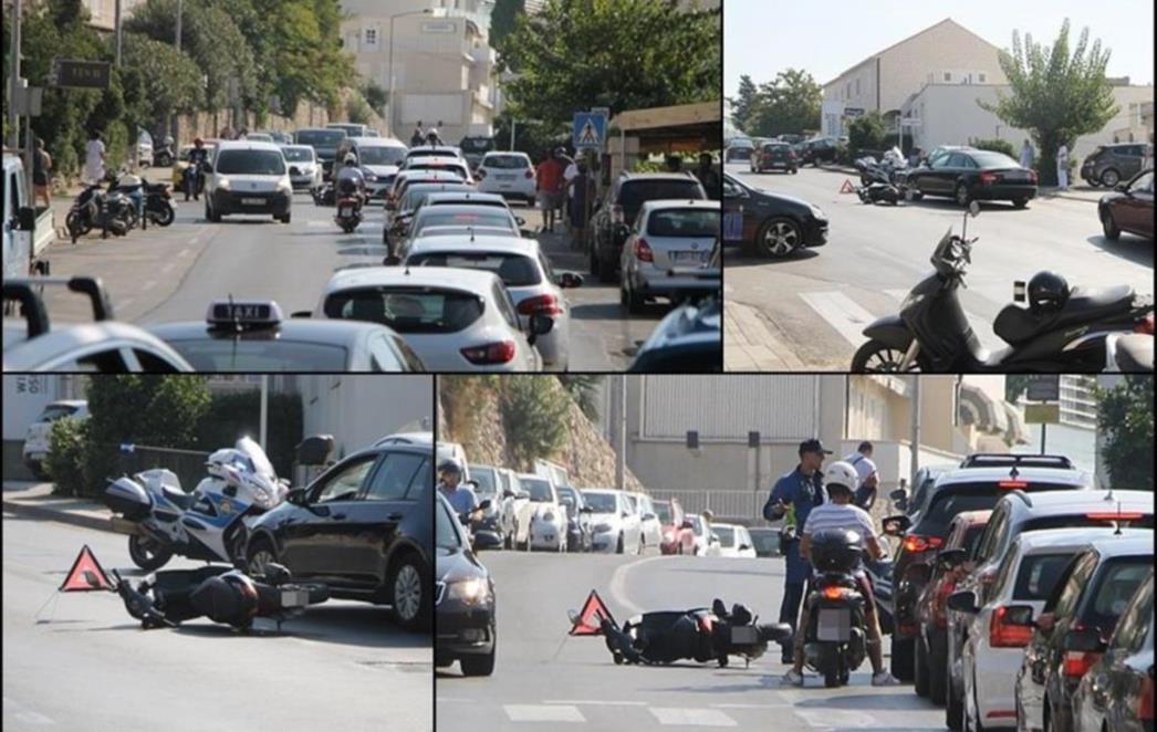 PROMETNA U ULICI IVA VOJNOVIĆA Sudarili se automobil i motor, jedna osoba ozlijeđena (FOTO)