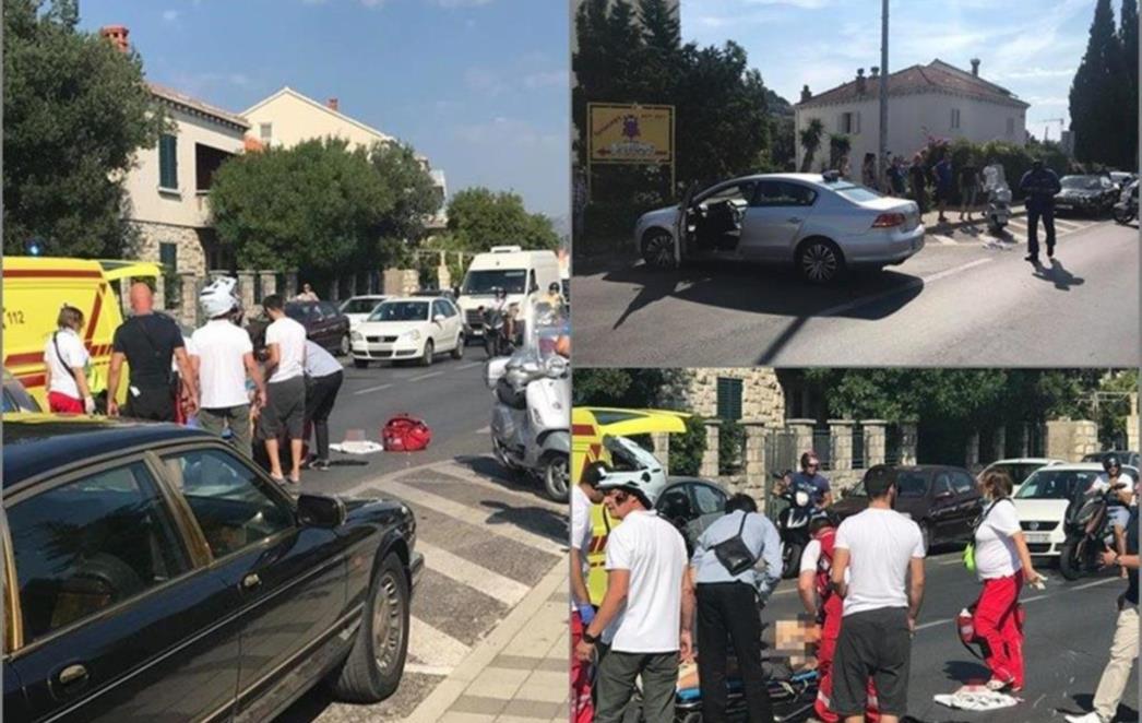SUDAR UBER VOZILA I MOTOCIKLA Prometna nesreća u u Ulici Iva Vojnovića