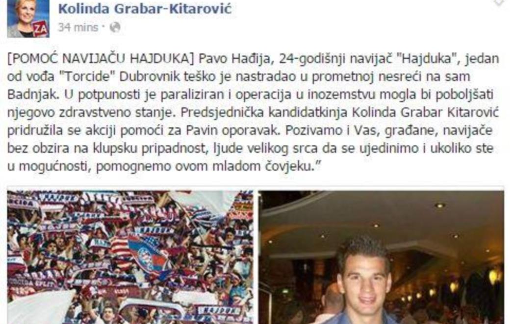 Kolinda Grabar Kitarović uputila apel za pomoć Pavu Hađiji!