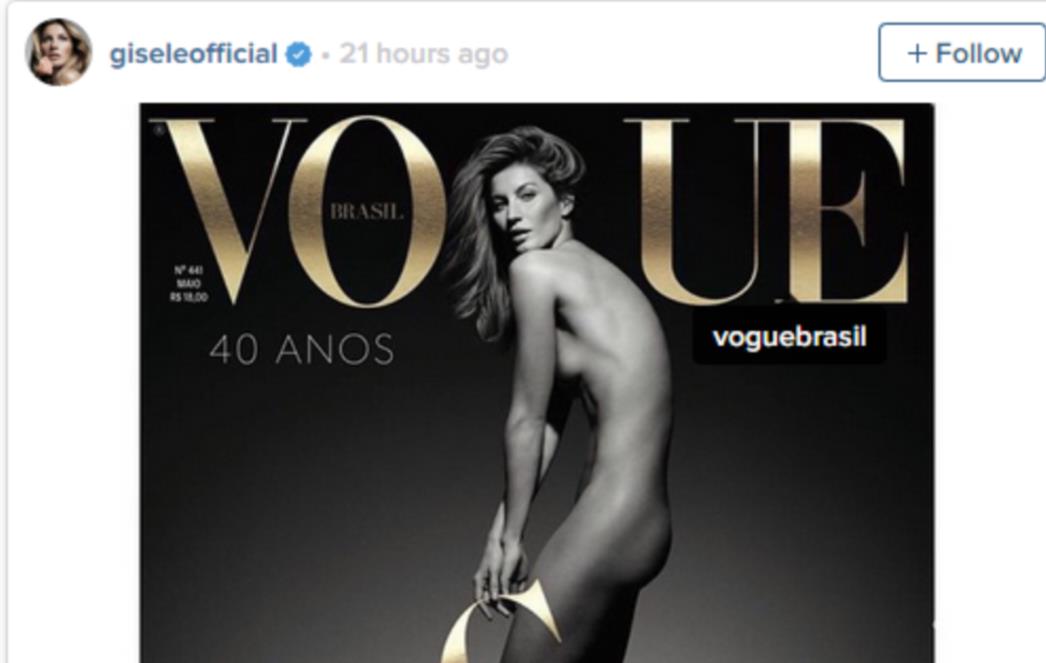 Gola Gisele Bündchen za 40. godišnjicu magazina Vogue