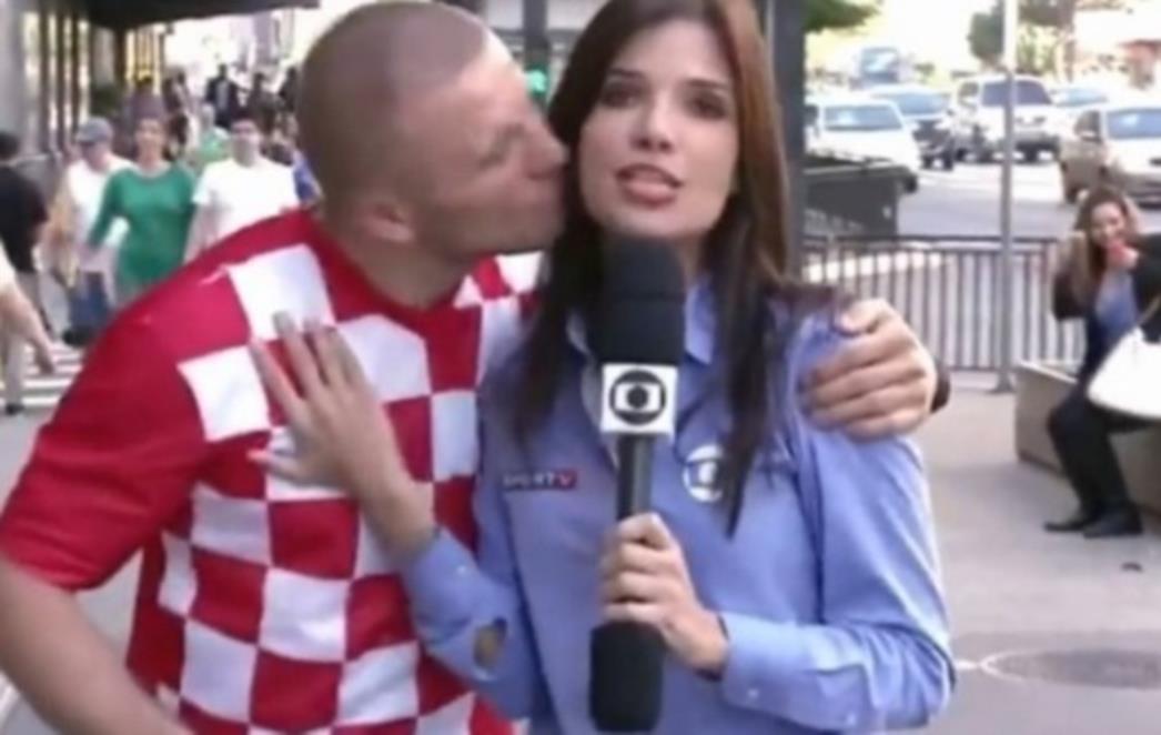 NIJE SE BUNILA: Pogledajte kako je hrvatski navijač iznenadio brazilsku novinarku /VIDEO/
