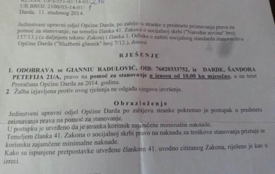 SOCIJALNA DRŽAVA: Majci sedmero djece 10 kuna mjesečno kao pomoć za stanovanje 