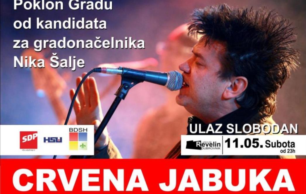 POKLON GRADU: Niko Šalja i zamjenici pozivaju vas na koncert Crvene jabuke u Revelin