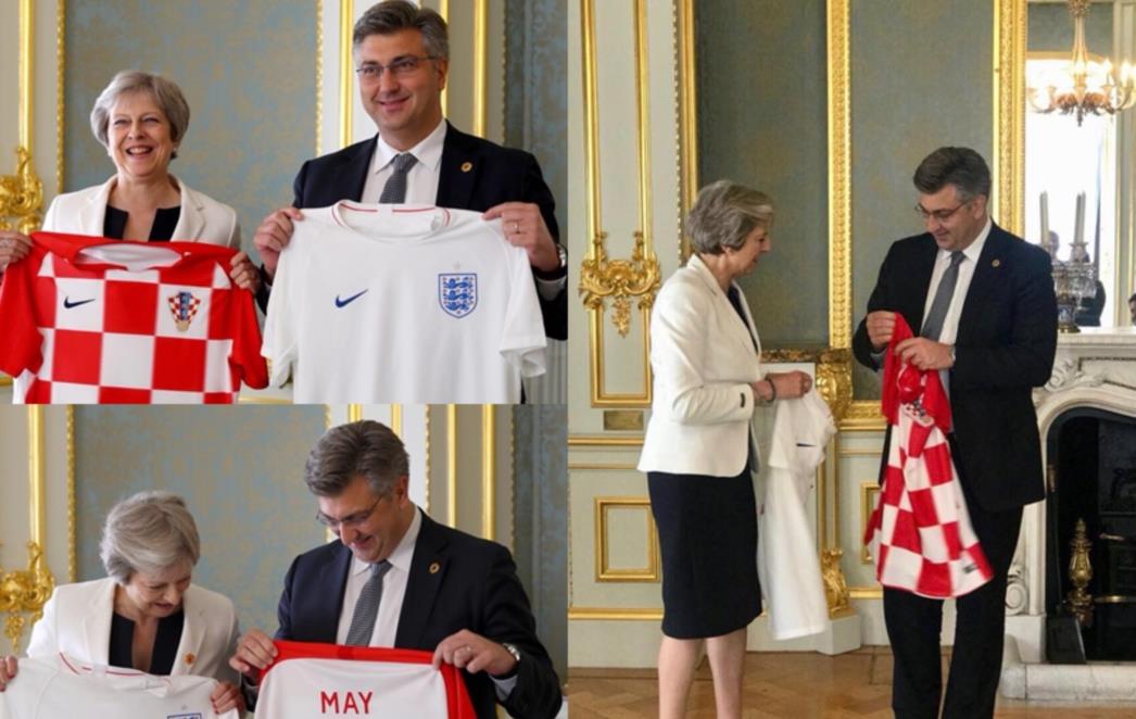 BILATERALNA RAZMJENA May i Plenković poklonili jedno drugom dresove (FOTO) 