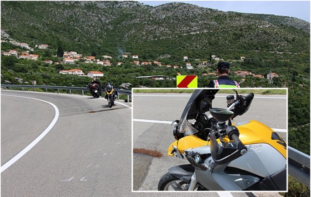 Prometna nesreća u Brsečinama: Poskliznuo se motorist (FOTO+VIDEO)