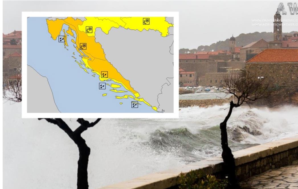METEOALARM IZDAO UPOZORENJE ZA CIJELU HRVATSKU: Stižu jak vjetar, obilna kiša i snijeg!