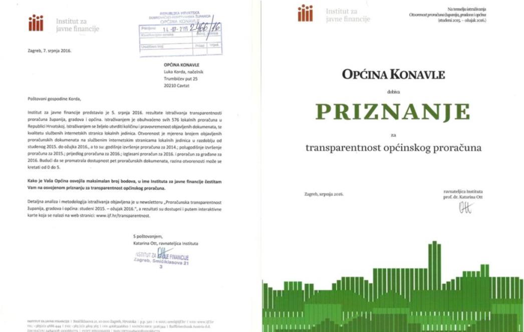 OPĆINA KONAVLE: Jedna od najtransparentnijih općina u Hrvatskoj
