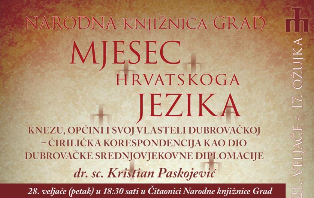 Sutra predavanje dr.sc. Kristiana Paskojevića o ćirilici u dubrovačkoj diplomaciji