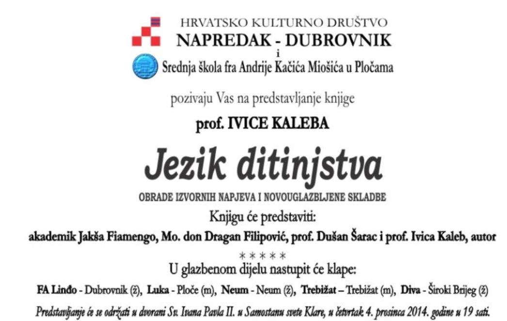 Predstavljanje knjige 'Jezik ditinjstva' u Dubrovniku