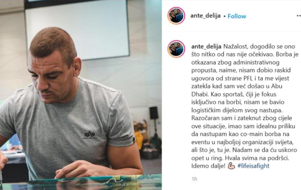 Ante Delija se ne smije boriti, otkazana borba u UFC-u!